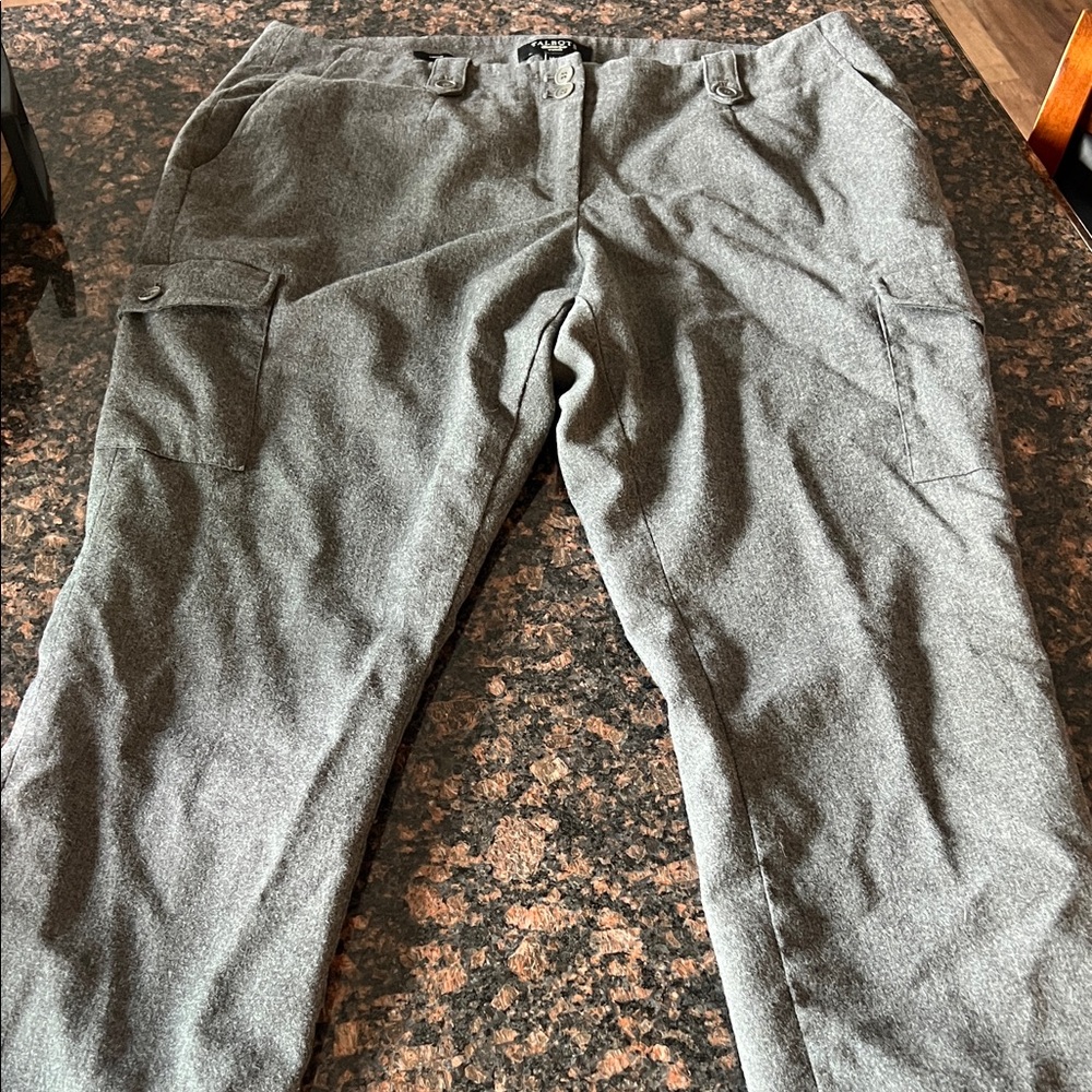 Talbots Gray Cargo style wool Pants size 14 W